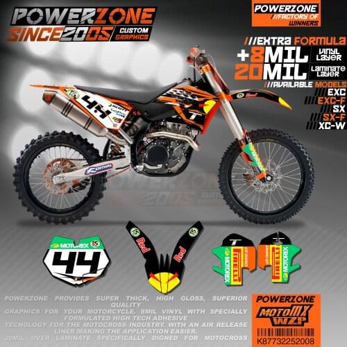 PowerZone Custom Team Graphics Backgrounds Decals 3M Stickers Kit For KTM SX SXF MX EXC XCW Enduro 125cc to 500cc 2007-2011 008