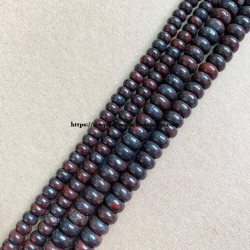 2lots more 10% off ! Natural Stone Smooth Rondelle Dark Red Brecciated Jasper 7" Loose Beads 4X6 5X8mm Pick Size For Jewelry DIY