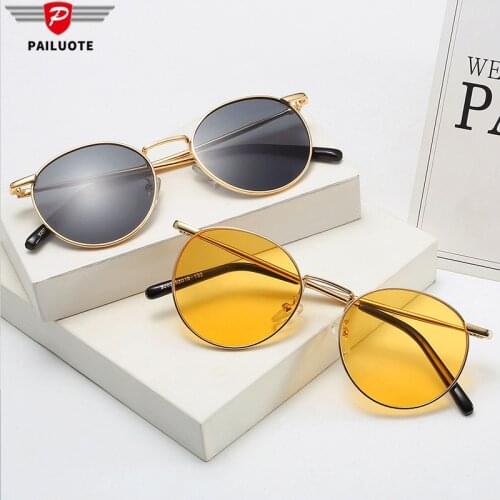 Korea Fashion Designer Sunglasses Women 2021 New Round Frame Shades Eyewear Glasses for Men Lens Material Resin gafas de sol