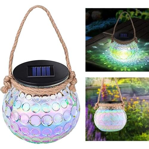 Solar Reflection Lamp Garden Light Waterproof Walkway Porch Creative Decorative Outside Multicolor Glass Hanging Lights