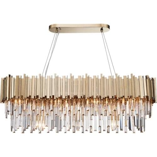 Modern Oval Crystal Chandelier Lighting Fixture Luxury Contemporary Chandeliers Pendant Hanging Light for Home Restaurant Decor