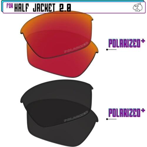EZReplace Polarized Replacement Lenses for - Oakley Half Jacket 2.0 Sunglasses - BlackPPlus-RedPPlus