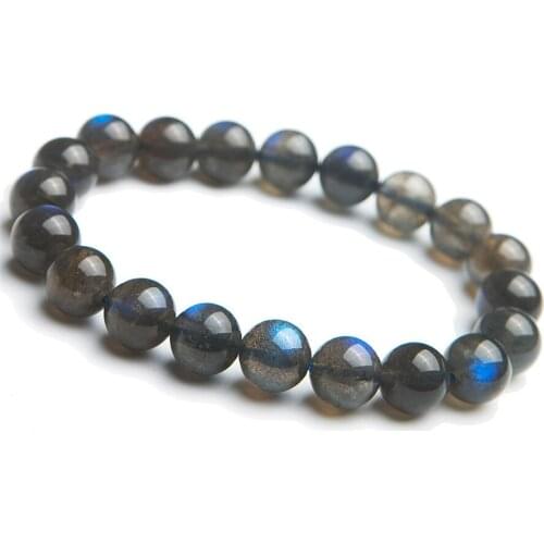 Genuine Natural Labradorite Crystal Women Man Fashion Rainbow Light Round Beads Bracelet 10mm AAAA