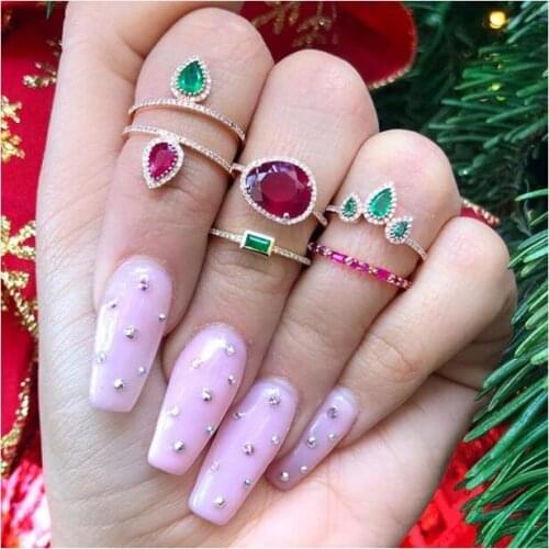 Birthstone tear drop cz ring for women various colors cz girl women gift silver color fashion jewelry