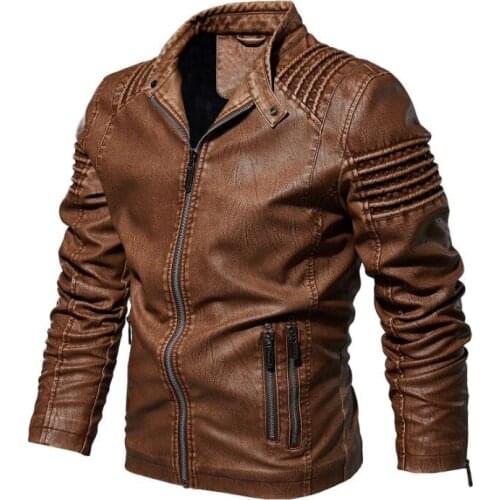 Winter New Casual Motorcycle PU Jacket Biker Leather Coats European Windbreaker Leather Jacket Plus velvet coat