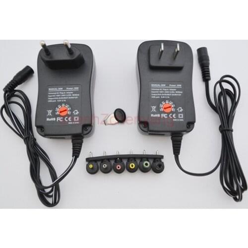 10pcs 30W Universal AC Wall Plug in Power Adapter 3v 4.5v 5v 6v 7.5v 9v 12v charger with 6 pieces connection tip power supply