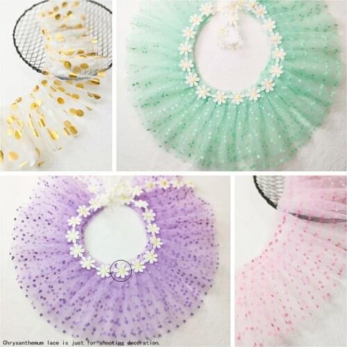 10 Yards 9cm Mesh Dots Fold Lace Frim Handmade DIY Bubble Skirt Ruffle Garment Needlework Sewing Clothing Decoration 281