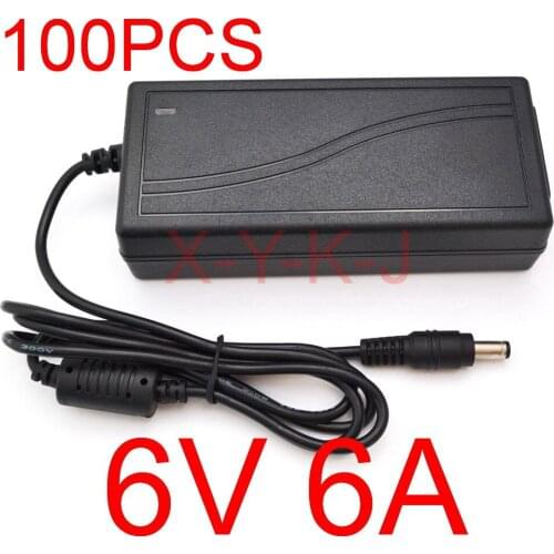100PCS High quality IC solutions AC 100V-240V DC 6V 6A Switch power supply, 36W LED adapter, DC 5.5*2.1-2.5mm Free shipping
