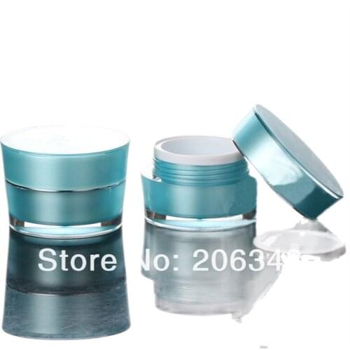 15g blue acrylic cone-shape cream jar with silver line ,cosmetic container,,cream jar,Cosmetic Jar,Cosmetic Packaging