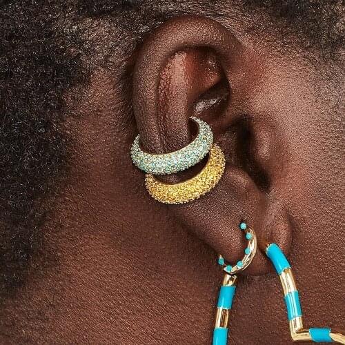 2020 New Arrival Multicolor CZ Crystal Ear Cuffs Stackable C Shaped Ear Clips No Pierced Cartilage Earrings for Women Ear Cuffs