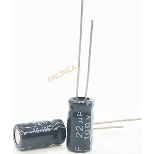 30pcs/lot 100V 22UF 6*12 20% RADIAL aluminum electrolytic capacitor 220000nf 20