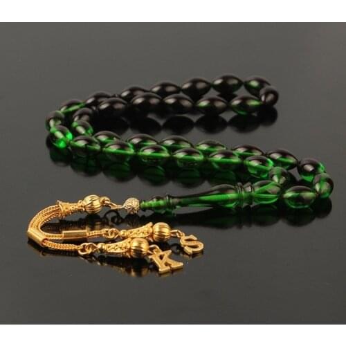 33 Beads Amber Muslim Prayer Tasbih Misbaha Islamic Jewelry Subha Rosary Capsule Cut Tassel 925 Caliber Silver Special Design