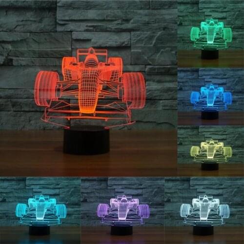 Auto Color Changing Racing Car 3D Illusion LED Night Light Smart Touch USB Table Lamp Gift Decor Light