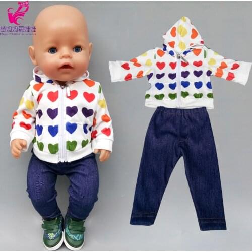 43cm baby doll Hooded sweater tights pants 18 inch girl doll toys clothes coat shorts