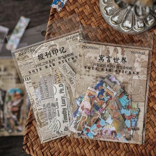 50 Pcs/bag Retro Voyage Diary Series Decorative Sticky Note Scrapbooking Diy Label Diary Stationery Album Journal Stick