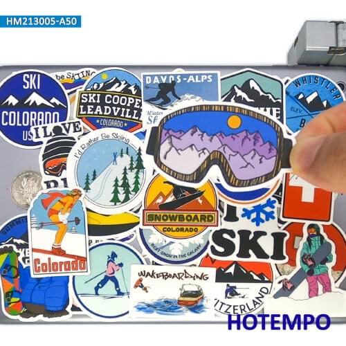 50pcs Alpine Nordic Skiing Freestyle Snowboard Outdoor Sports Funny Phone Laptop Car Stickers for Guitar Skateboard Bike Sticker