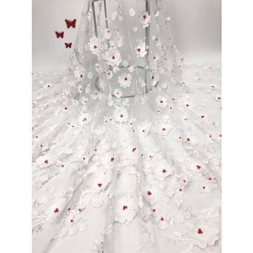 White Lace New 2021 African Swiss Lace 3D Fabric Dress The Latest African Tulle Lace Fabric J03431