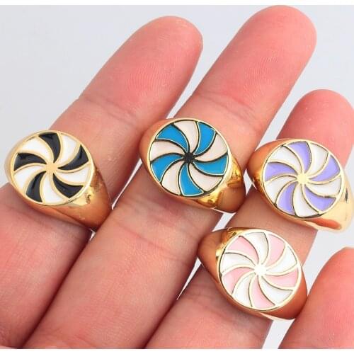 Bohemia New Multicolor Enamel Round Rings For Women Individuality Adjustable Opening Candy Color Rings Fashion Jewelry Gift