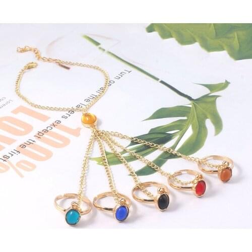 Infinite Power Finger Chain Bracelets Gem Stone Gauntlet Cosplay Bracelets Cosplay accessoires for Women Girls Jewelry Gift