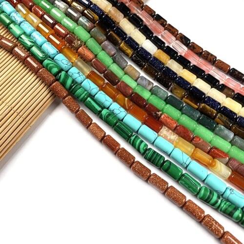 Natural stone Beads Cylindrical shape Loose Spacer Beads agates beaded For Jewelry Making DIY Necklace Bracelet Accessories