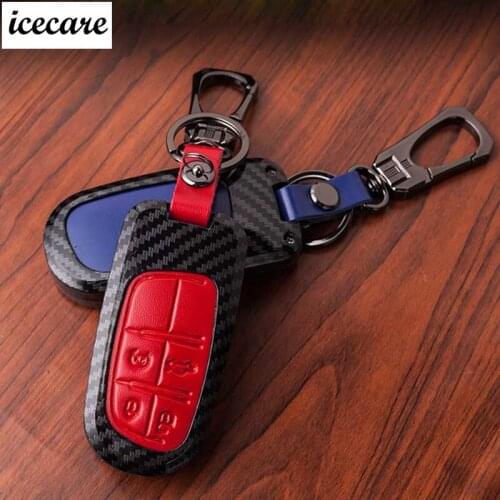 Genuine Leather Car Smart Key Case Cover For Dodge Ram 1500 Journey Charger Dart Challenger Durango For Fiat Jeep Key Ring Shell