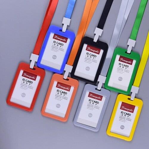 Color ID Card Holder Lanyard Badge Holder Name Identification Sleeve Dual Clear Business Exhibit Office school strap Neck Hang