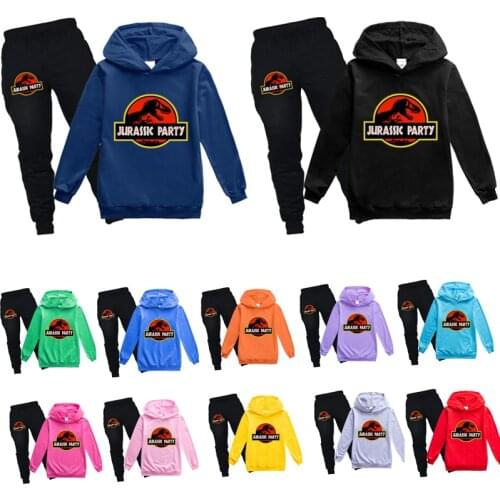 Kids Toddler Boy Clothing Set Spring Autumn Fashion Hoodies Tracksuit Jurassic Park Hooded T-Shirt Children Girl Sweatshirt suit