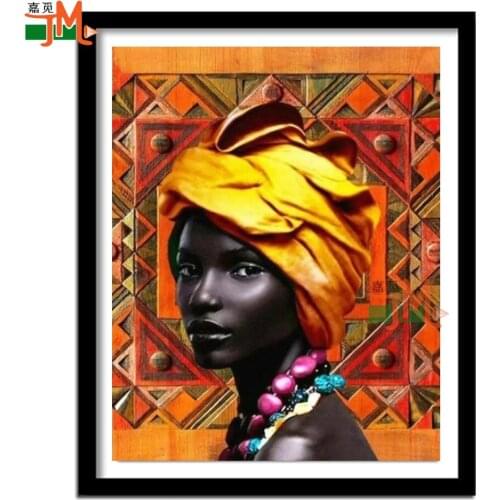 Portrait Full Square/Round Drill 5D DIY Diamond Painting Cross Stitch African Woman Geometry Picture 3D Embroidery Mosaic Gifts