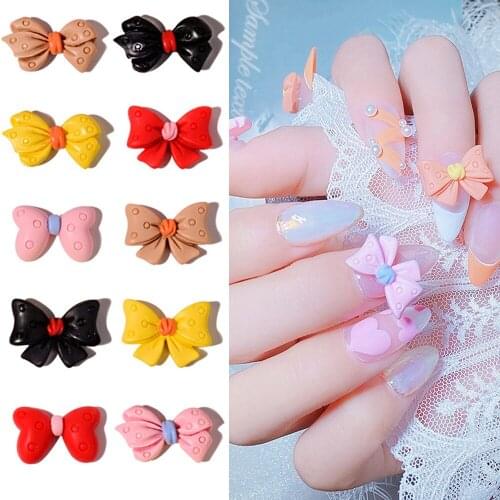 2Pcs Cartoon Bowknots Nail Art Decorations 3D Lovely Resin Bow Ornaments Japanese Style DIY UV Gel Manicure Designs Accessories