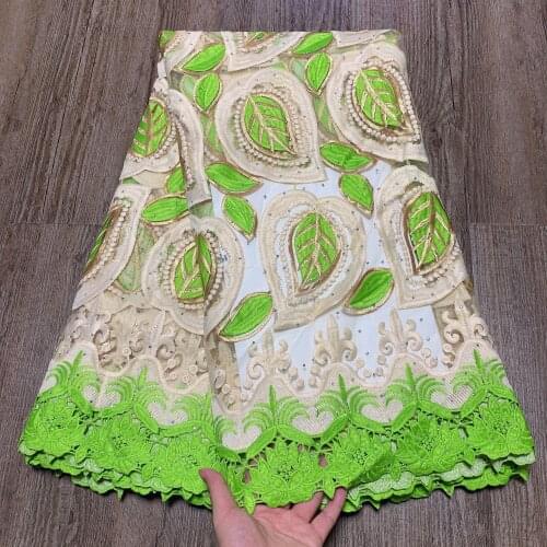 Green African Stones Lace Fabric 2021 High Quality Lace French Lace Fabric Sewing Nigerian Lace Fabrics For Dress 2L22-19
