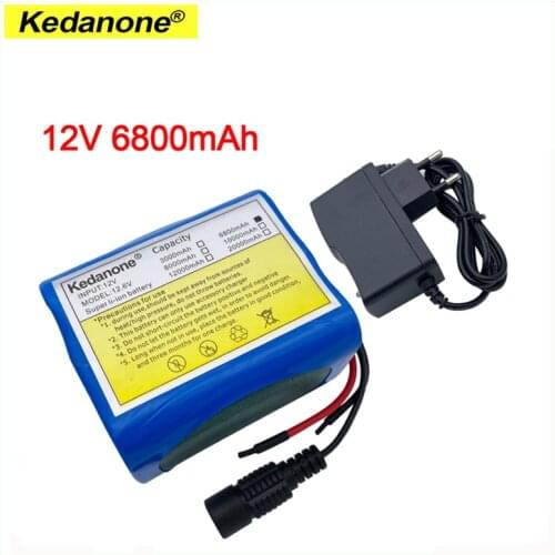 12V 6800mAh 18650 Li-ion Rechargeable Batteries with BMS Lithium Battery packs Protection Board +12.6V Charger for Monitoring
