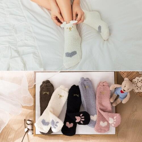 Fashion plush coral wool socks female socks tube socks thicken Autumn /Winter cat claws cute funny warm socks floor socks