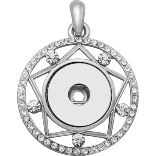 New Fashion Beauty Hollow Rhinestone Round snap pendant necklace fit 18mm snap buttons snap jewelry wholesale