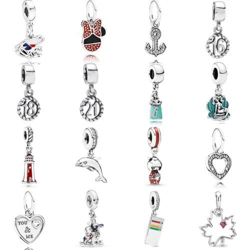 NEW 2019 100% 925 Sterling Silver Friends Vintage Ticket Maple Leaf Frog Pendant Fit DIY Original Women Bracelet Jewelry Gift