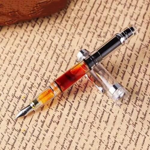 Wing Sung 698 Transparent Piston Fountain Pen Clear Ink Pen F/M Nib Business Stationery Office school supplies Writing Gift