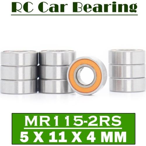 MR115RS Bearing ABEC-3 (10PCS) 5X11X4 mm Miniature MR115-2RS Ball Bearings Orange Sealed MR115 2RS Bearing