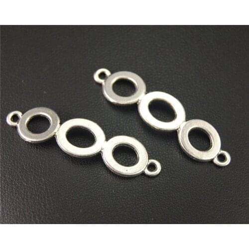 8pcs Silver Color Three Ring Connected Round Charm Metal Charms For Jewelry Making 10x41mm A1895