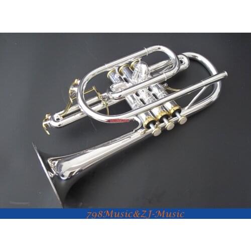 Professional Silver and Gold Plated Cornet horn B-flat Double triggers Trumpet With Case