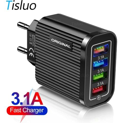 15W 4USB Charger Quick Charge 3.0 Fast Charging Wall Charger For iPhone 12 11 Samsung Xiaomi Huawei Mobile Phone Charger Adapter