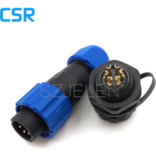 SD13 ,IP68 weatherproof male female 6 pin connectors, Current Rating 5A, LED Panel mount waterproof connector, wire connector
