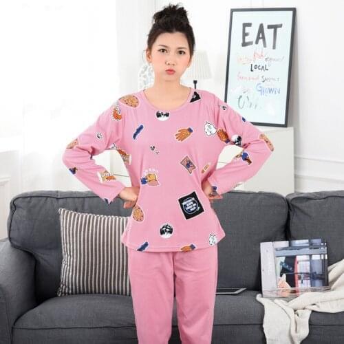 Women Korean comfortable casual spring and autumn large size ladies pajamas new set long sleeve home pajamas sets womens pajamas