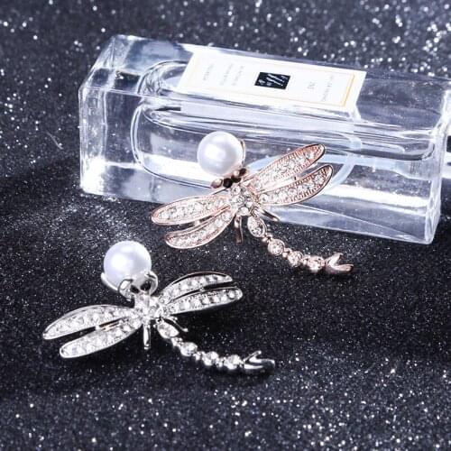 Crystal Vintage Dragonfly Brooches for Women Large Insect Brooch Pin Pearl Animal Insects Jewelry Banquet Wedding Brooch Gifts
