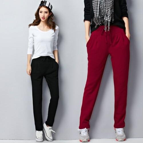 Female Winter Velvet Thick Pants High Waist Plus Size 5Xl 6XL Loose Solid Harem Trousers Womens Fleece Warm Sweatpants