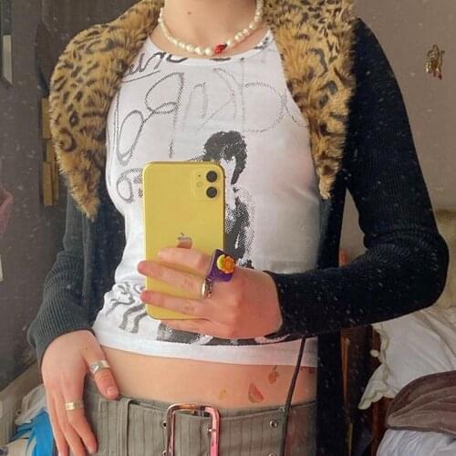 Printed Tank Tops y2k Harajuku Corset Tops Vintage Fashion Streetwear Sleeveless Crop Top Women Casual Sweats 90s