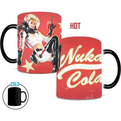 1Pcs 350ml New Creative Nuka Cola Figure Color Changing Mug Fallout Style Heat Sensitive Reveal Ceramic Coffee Milk Cup for Gift