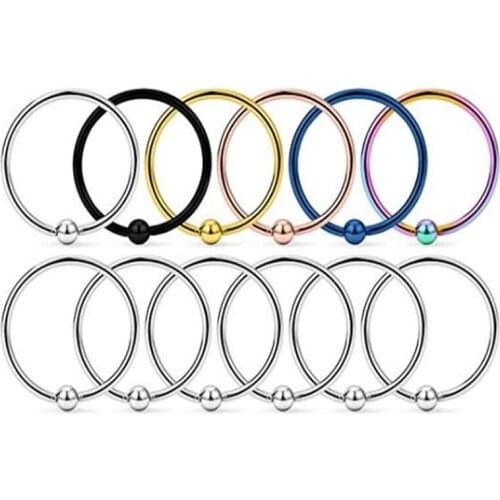 12PCS Stainless Steel Nose Hoop Lip Eyebrow Tongue Helix Tragus Earrings Cartilage Septum Piercing Ring for Mens Womens 20 Gauge