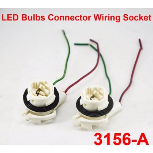 2PCS 3156 3156-A LED Bulbs Holder Socket Wire Connector Extension Reverse Stop Harness Line 1156 1157 3157 7440 7443 BA15S BA15D