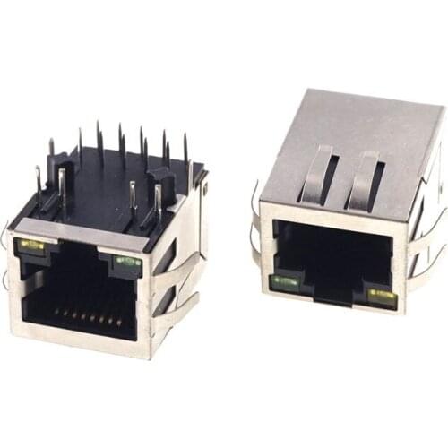 CONNECTOR MAGJACK 1 PORT 1000 BASE-T RJ45 8 PIN RIGHT ANGLE THROUGH HOLE ROHS REACH