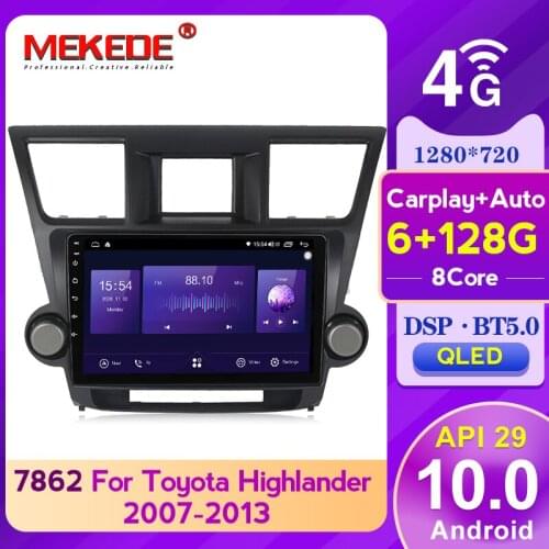 6G 128G QLED screen Android 10 For Toyota Highlander 2 XU40 2007 -2013 GPS Car dvd radio multimedia Player with carplay DSP 4G
