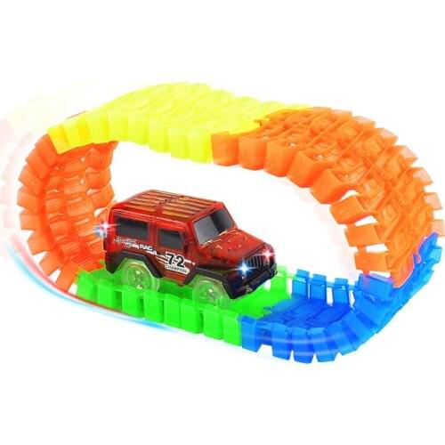 Car Toys Glow Racing Track DIY Car Track Toy Car Electronic Rail Glow Race Racing Car Set Toy Puzzle Roller Coaster Toys for Kid